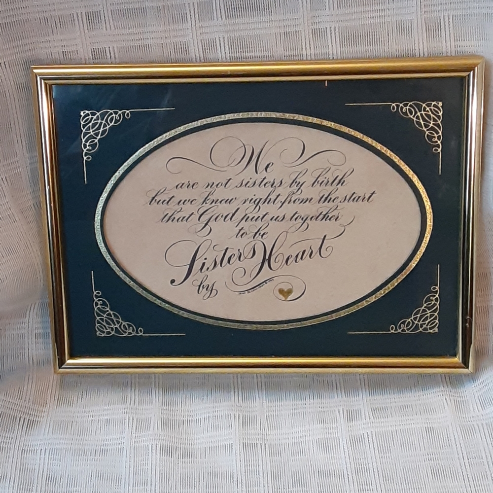Sisters by Heart Poem 7" × 5" Gold Frame W/ Green & Cream Matting